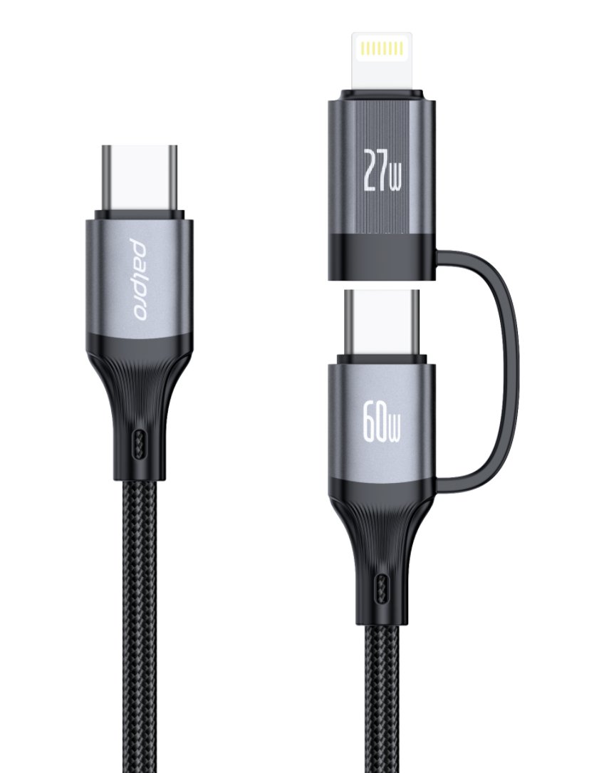 CB01CM 2-in-1 USB-C to USB-C/Lightning braided charging cable