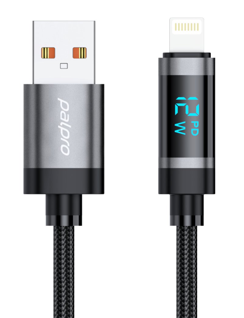 CB02AL USB-A to Lightning alumium alloy braided charging cable with digital display