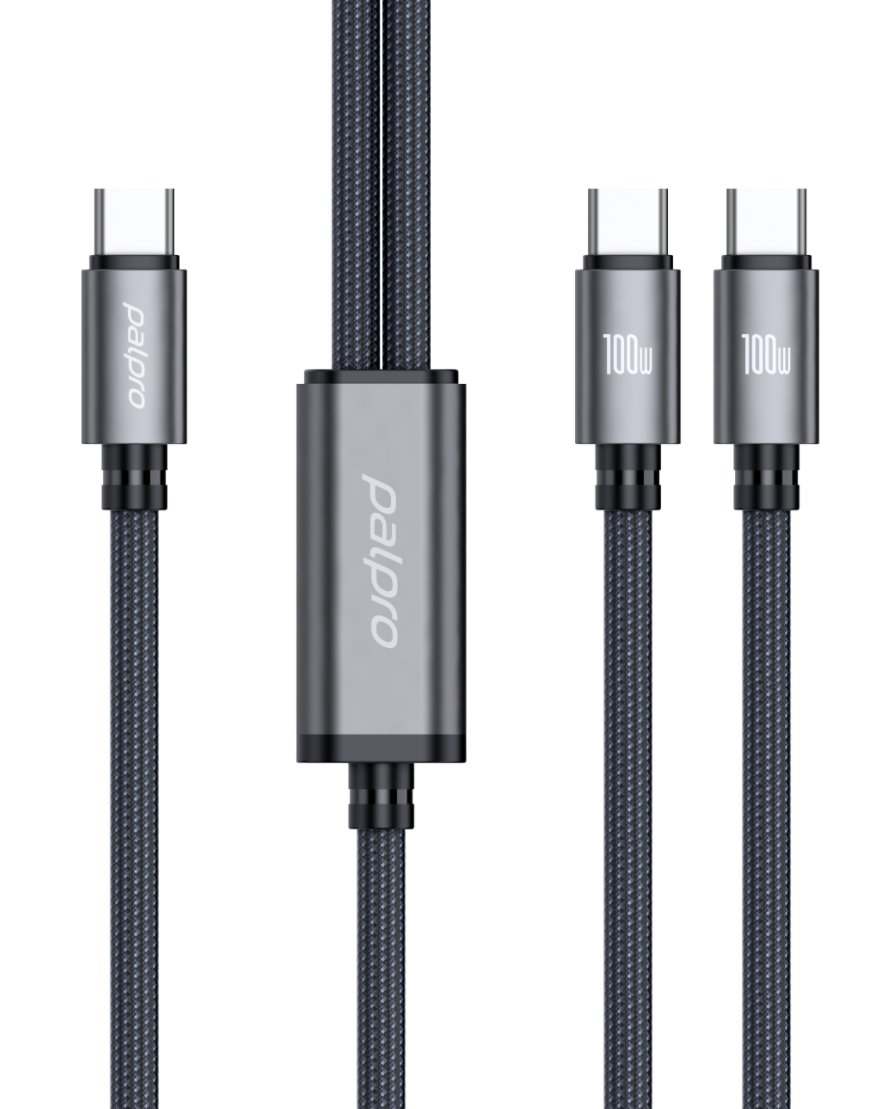 CB04CC 100W 2-in-1  USB-C to 2*USB-C Braided Charging Cable