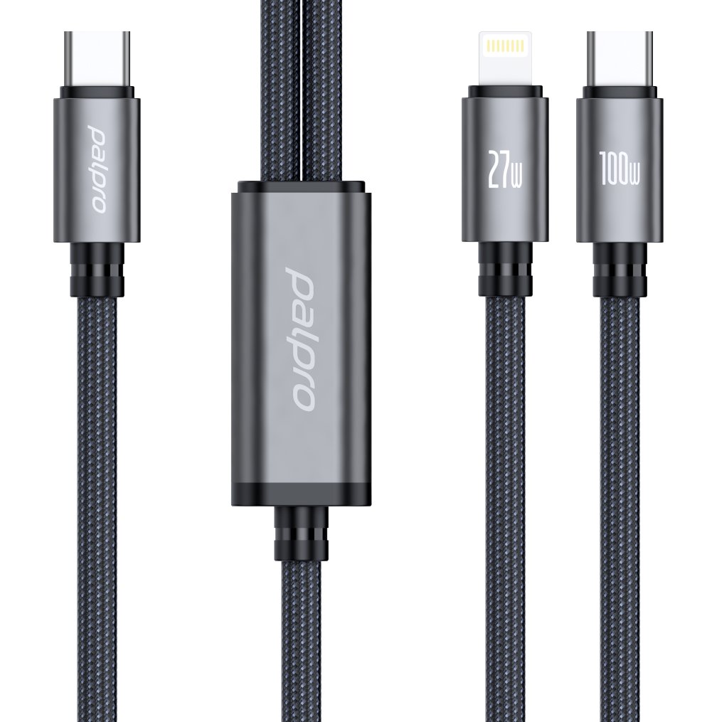 CB04CL 100W 2-in-1 USB-C to USB-C/Lightning Braided  Fast Charging Cable
